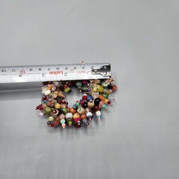 Multicolor Gemstone Bracelet Cluster Chunky Beaded Color Burst Stretchy - Picture 7 of 11